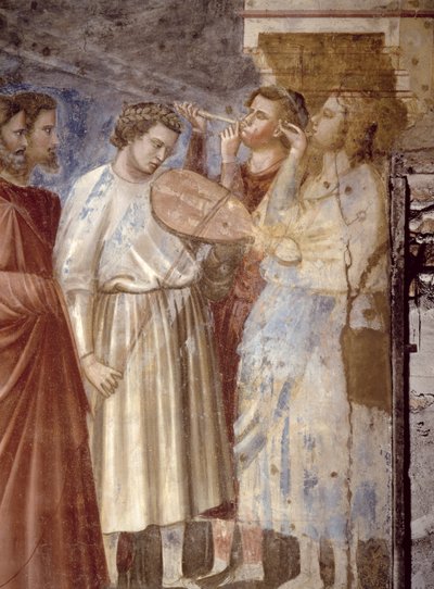 De bruiloftsprocessie van de Maagd (detail) door Giotto di Bondone